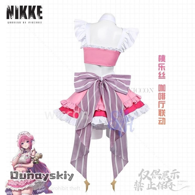 Anime Game NIKKE：The Goddess Of Victory Cosplay Dorothy Doro Coffee Maid Costume Kawaii Pink Ruffles Bow Cake Dress Halloween