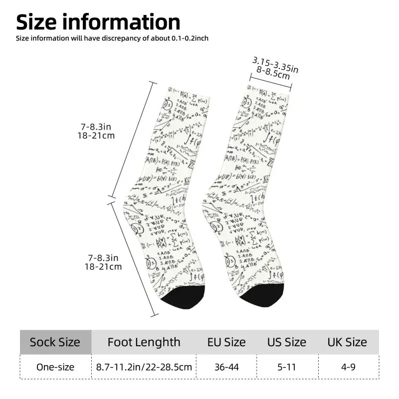 Math Formulas Men's Crew Socks Unisex Fun Geek Mathematics Physics Spring Summer Autumn Winter Dress Socks