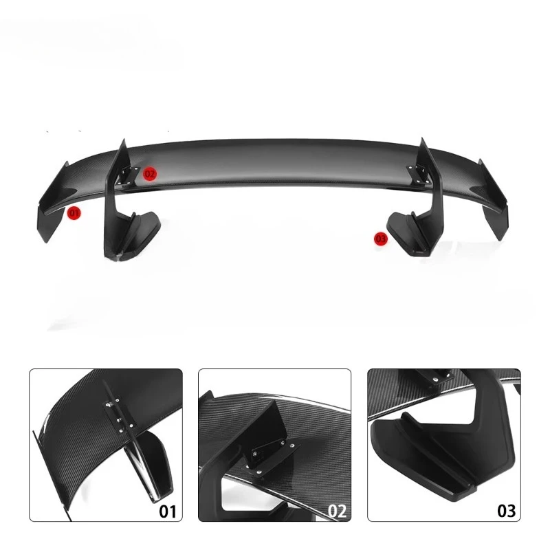 Upgrade Dry Carbon Fiber GT4-Style Swan Neck Wing forTrunk Rear Wing Splitter Lip Car Rear Spoiler