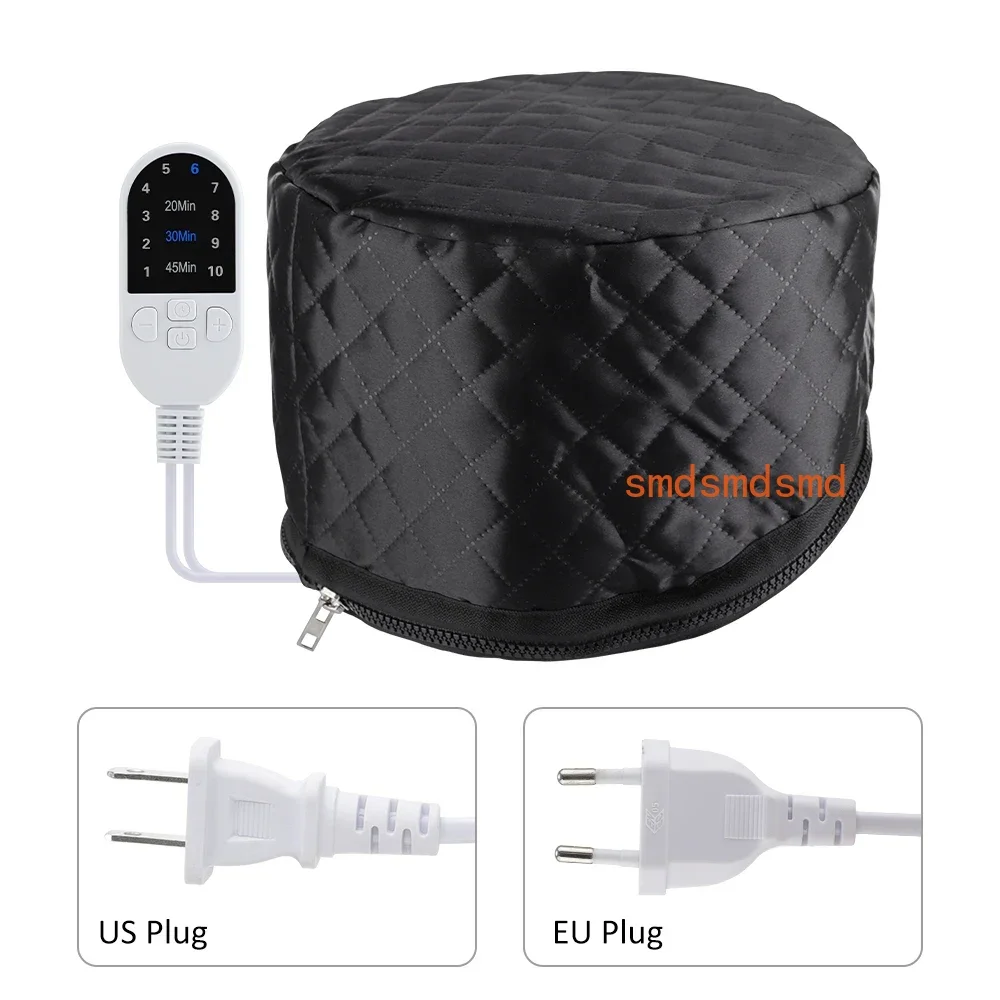 home-salon-hair-steamer-cap-women-electric-portable-heating-hat-hair-oil-baking-mask-cap-3-timer-deep-conditioning-bonnet-black