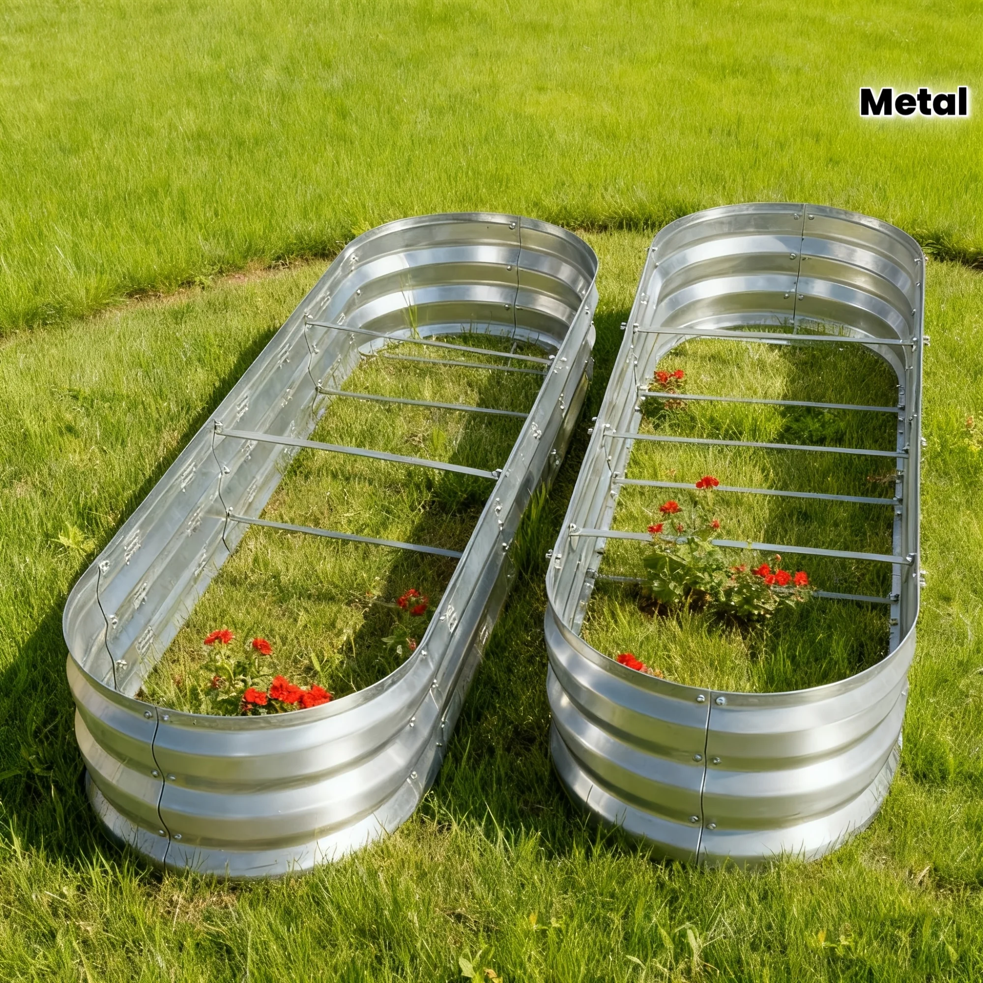 2 Pack Raised Garden Bed Kit For Vegetables Flower Galvanized Metal Planter Boxs Designed For Easy And Cleaning Not Twist Or Rot