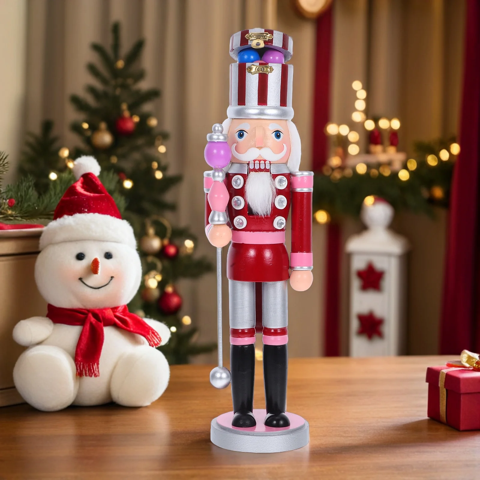 

Wooden Nutcracker Soldier Christmas Table Centerpiece Hand Painted Holiday Decoration for Festive Home Party Soldier Nutcracker