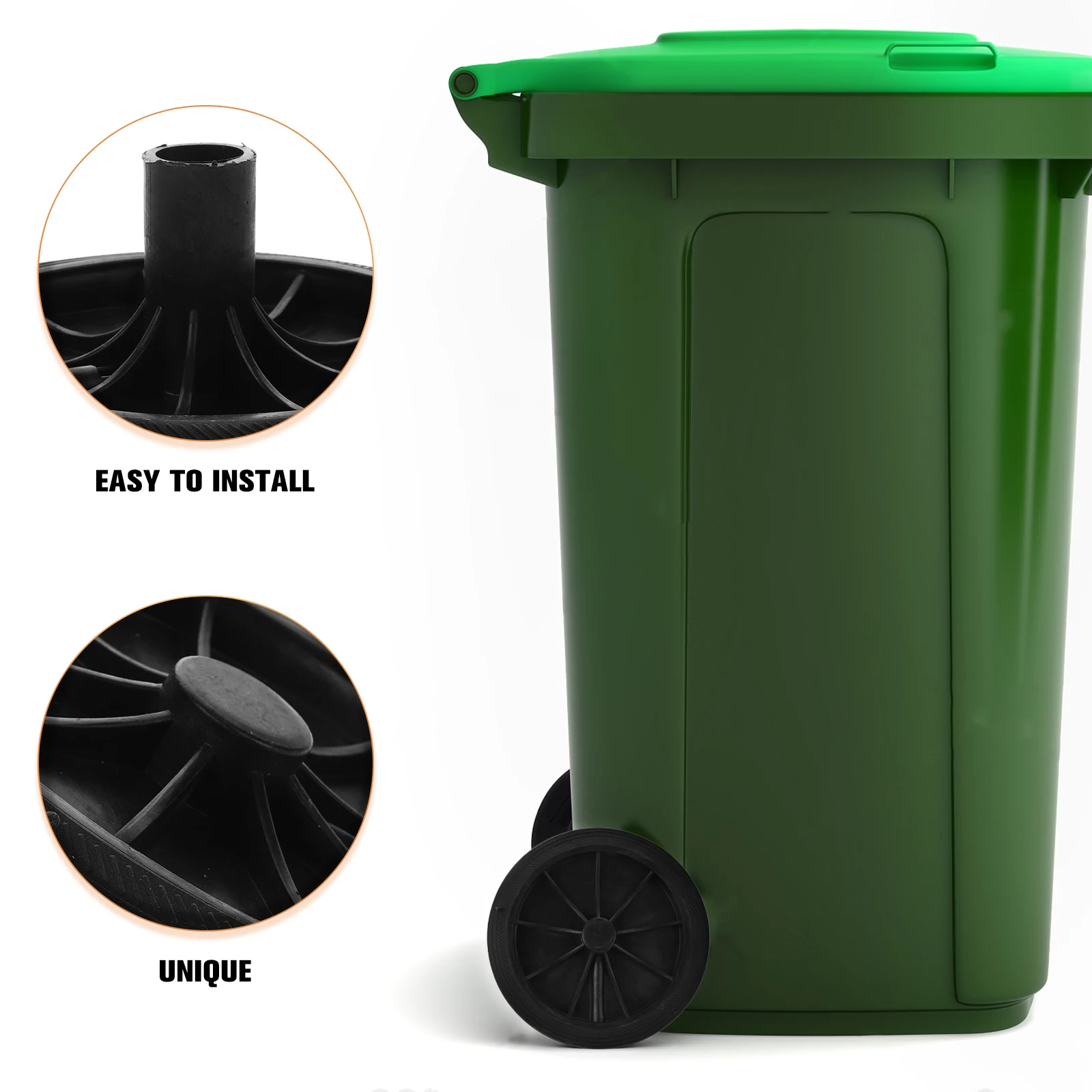 

2 pcs Lid Bin Commercial Caster Plastic Outdoor Wheels Easy Installation Replacement Wheel Garbage Wheel Replacement