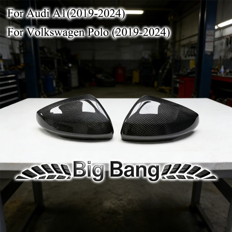 Suitable for Audi A1/POLO Polo dry carbon fiber attached rearview mirror cover/reverse cover