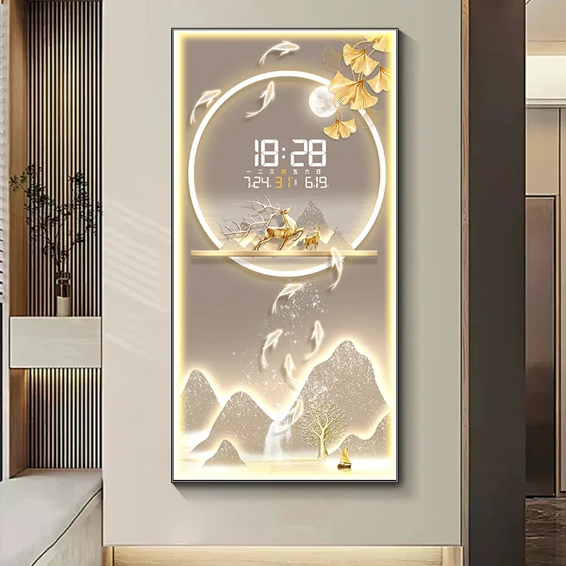 Art Mural Wall Clocks Luxury Led Aesthetic Golden Nordic Wall Watch Restaurant Silent Design Wanduhr Living Room Decoration
