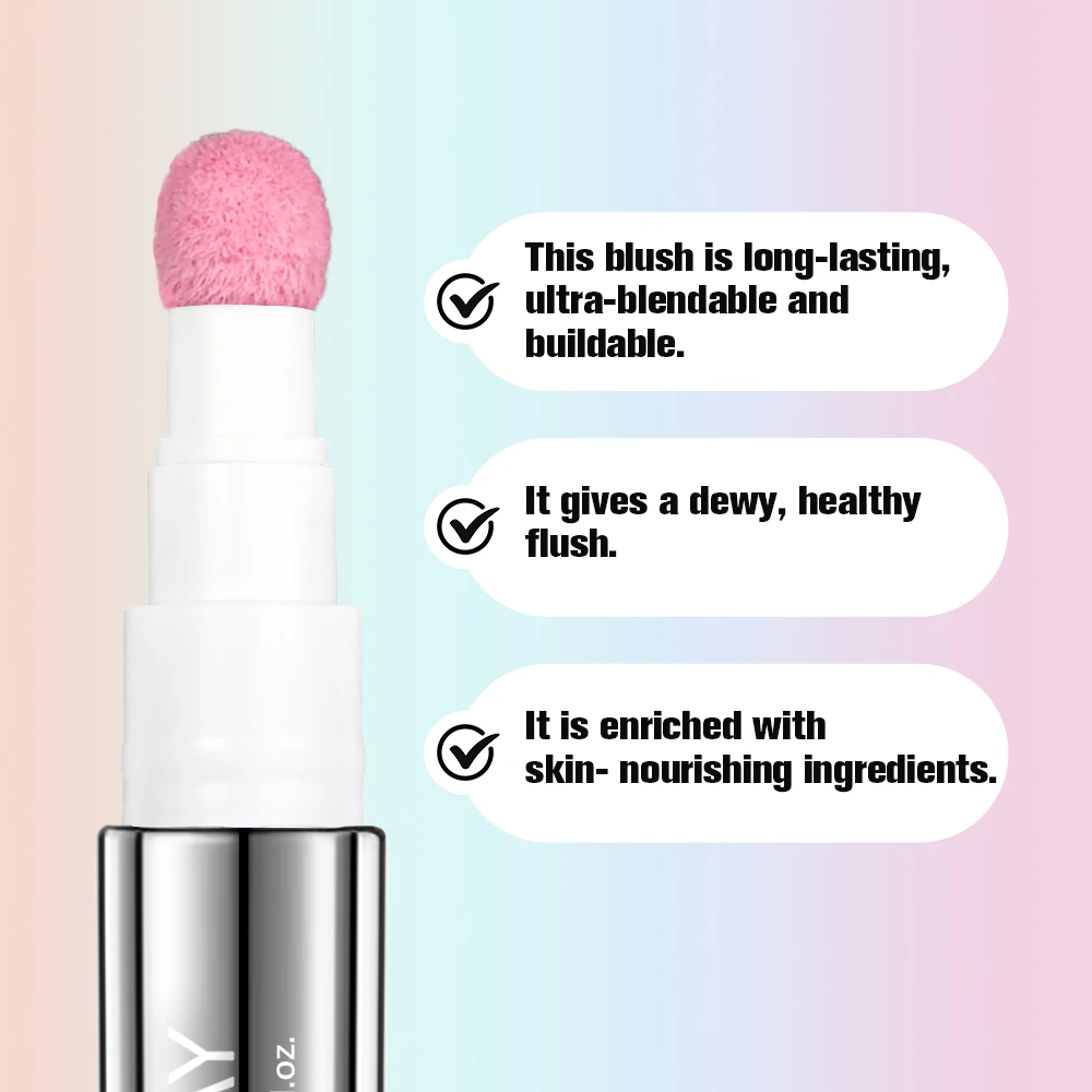 Pink Cheek Blusher Stick Expansive Color Natural Long Lasting Matte Makeup Monochrome Creamy Rouge Sponge Applicator Blush Stick
