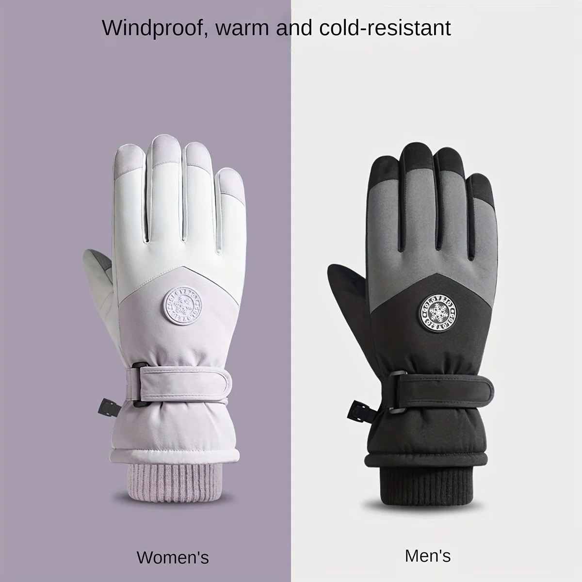Winter Skiing Gloves Warm Windproof Thickened Snow Sports Handwear for Cold Weather