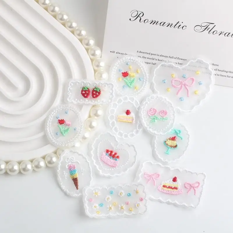 10pcs 13-50mm Cute Lace Embroidery Fabric Patches Flower Stickers DIY Clothing Bag Decorations