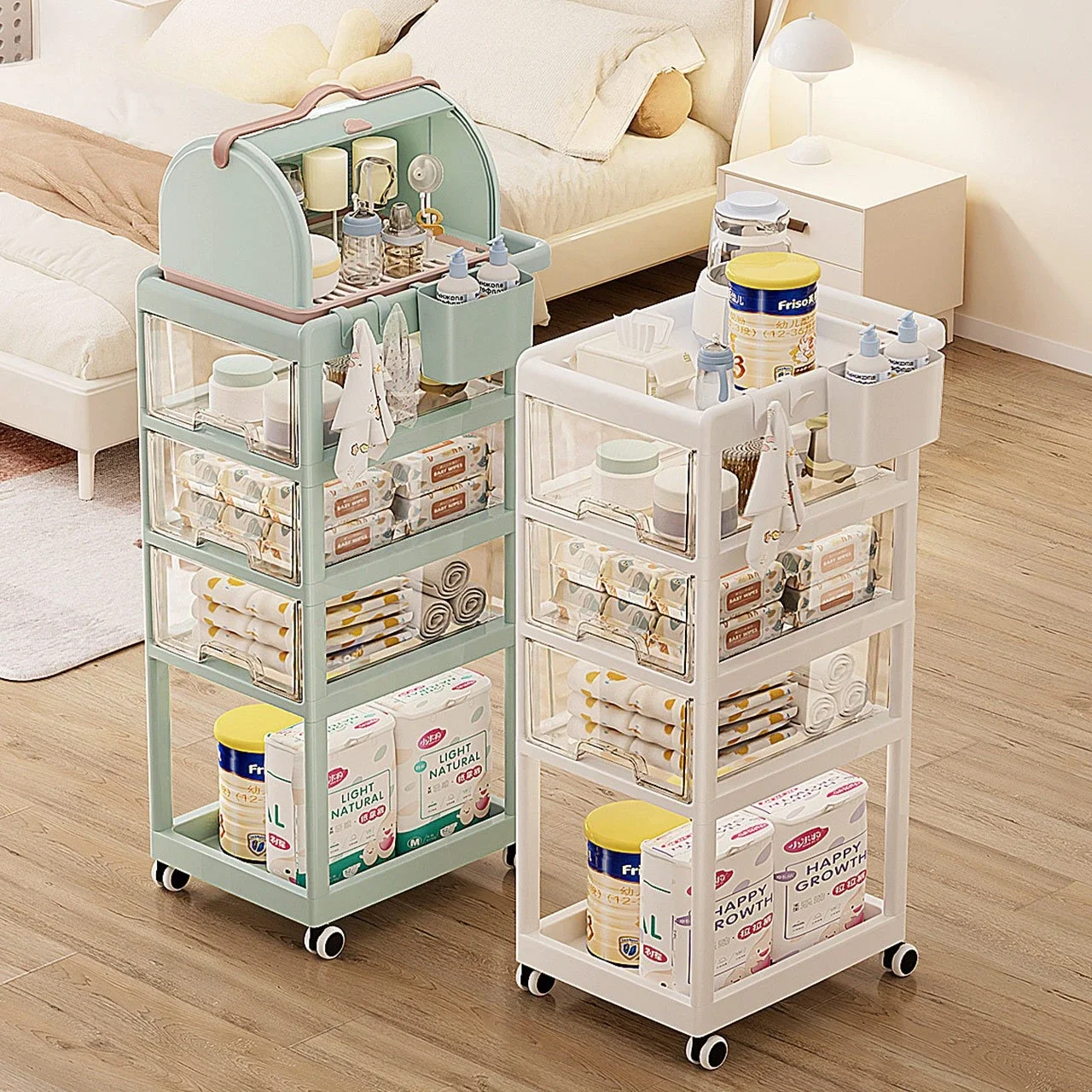 

Livingroom Movable Kitchen Cabinet Household Snack Rack Floor Multi-layer Organizer Trolley Home Supplies Storage Auxiliary Cart