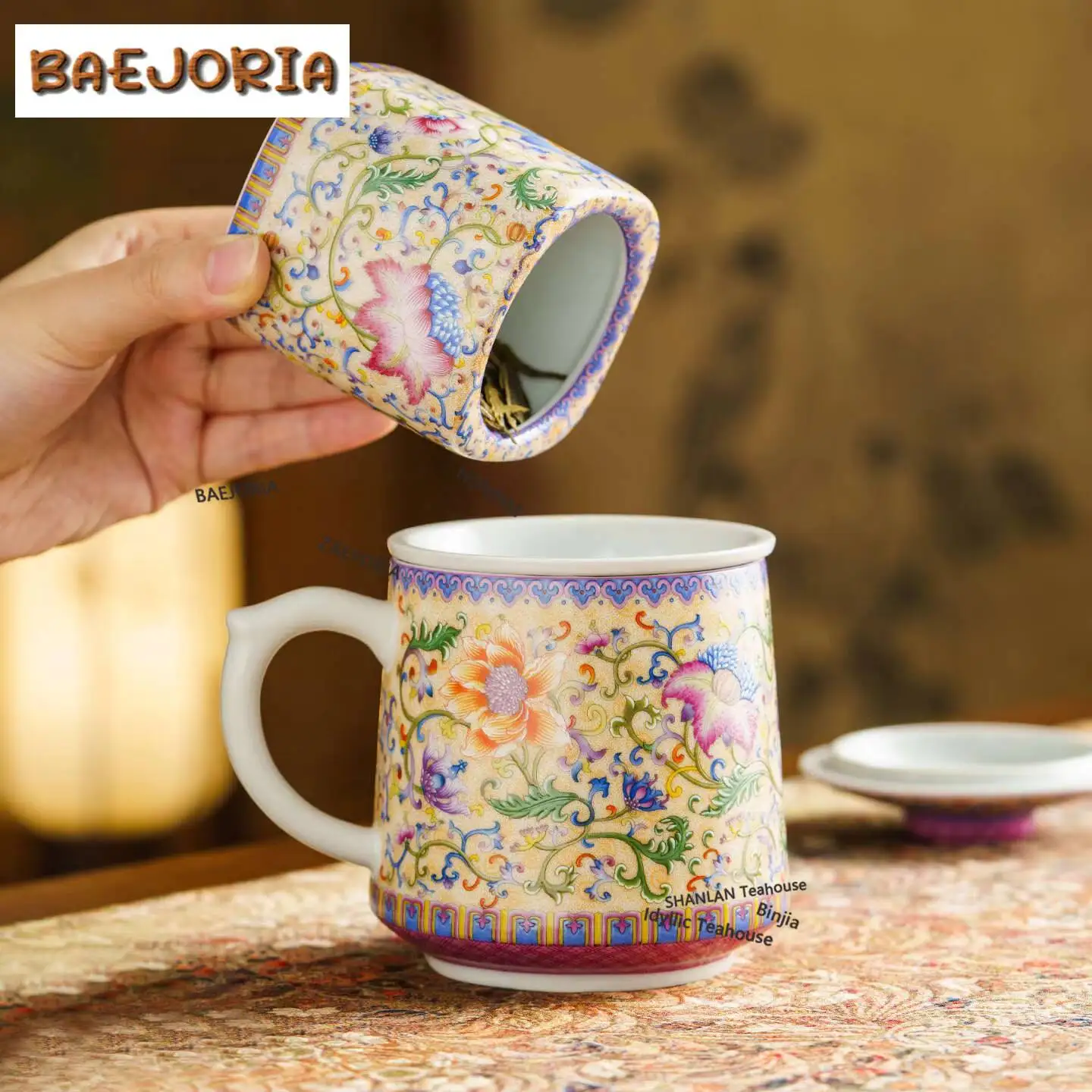 BAEJORIA Colour Enamels Tea Set Complete Set Zen Tea Tools Set Tea Ceremony Set Teapot And Tea Cup Set Cafes Supplies Ornaments