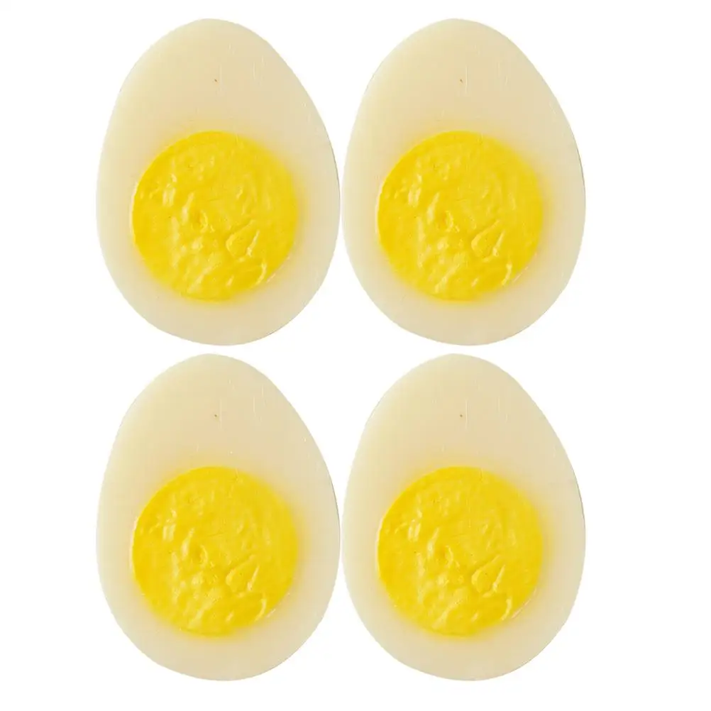 4 Pcs PVC Simulated Boiled Eggs Artificial Kitchen Food Models Props for Photography Decoration Teaching Tools Display