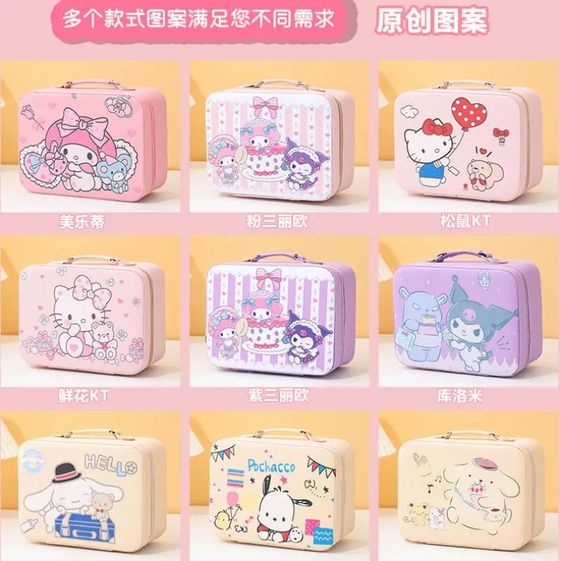 

Kuromi Anime Kawaii Sanrio Travel Makeup Case Cute My Melody Cartoon Suitcase Portable Storage Box Lovely Gifts for Girls