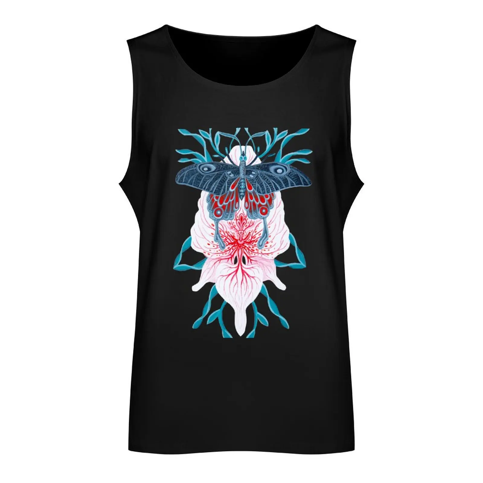 Butterfly Orchid Tattoo painting on wood Tank Top Working vest fitness clothing for men Sleeveless men