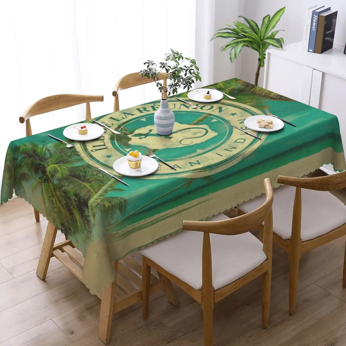 Rectangular Waterproof Oil-Proof Ile De La Reunion 974 Tablecloth Table Covers 45