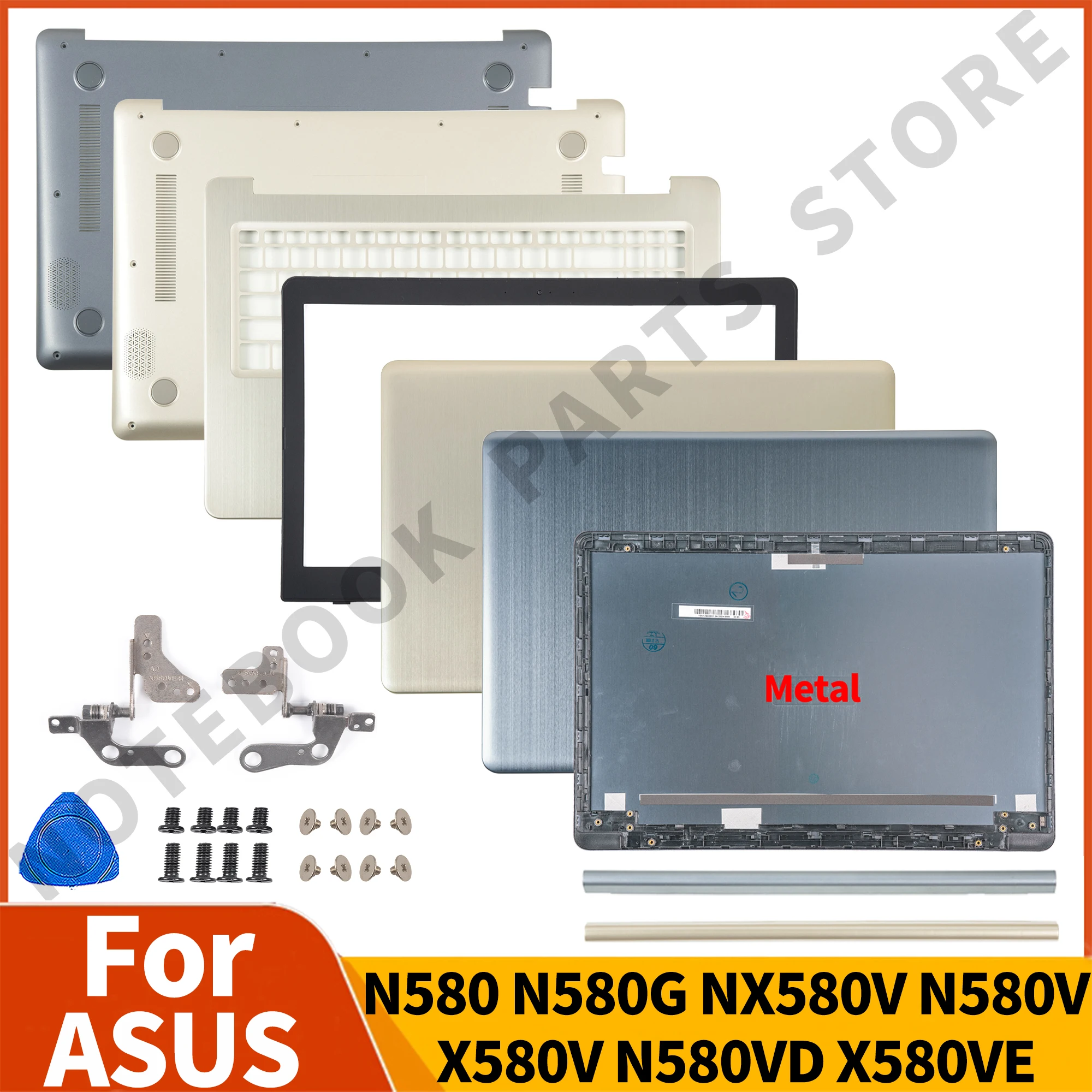 Część aluminiowa do ASUS N580 N580G NX580V N580V X580V N580VD X580VE tylna pokrywa LCD obudowa obudowa z przednią ramką