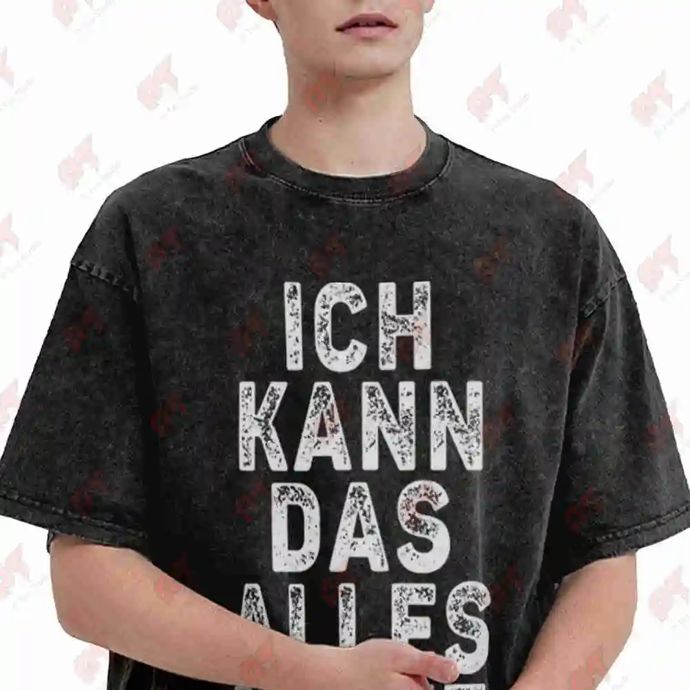 German Phrase I Can't Take It Anymore Vintage Washed Tee Pure Cotton T-Shirt