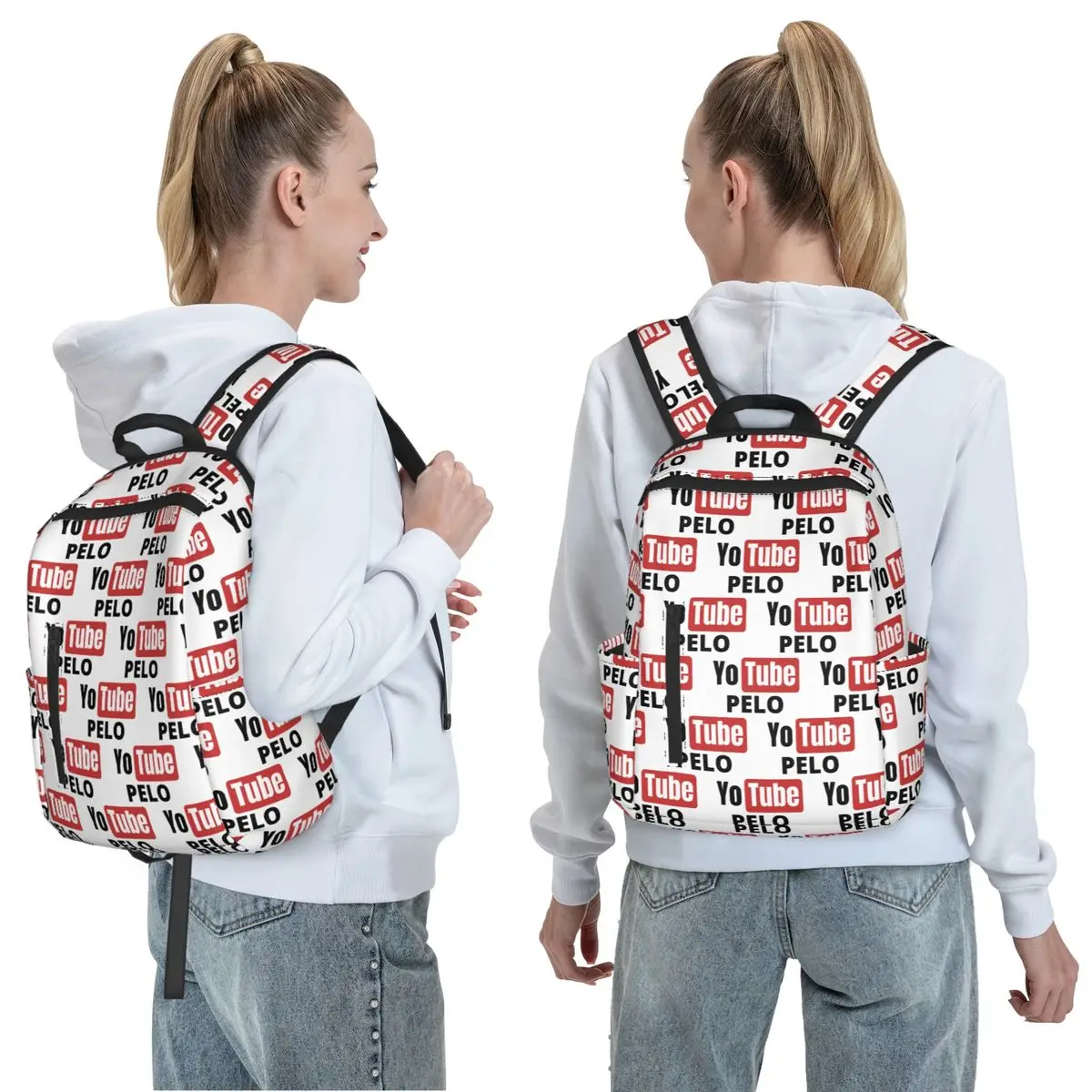 Yo Tube Pelo Backpack Daypack Large Capacity Kids BookBag School Bag Shoulder Bags for Men Women