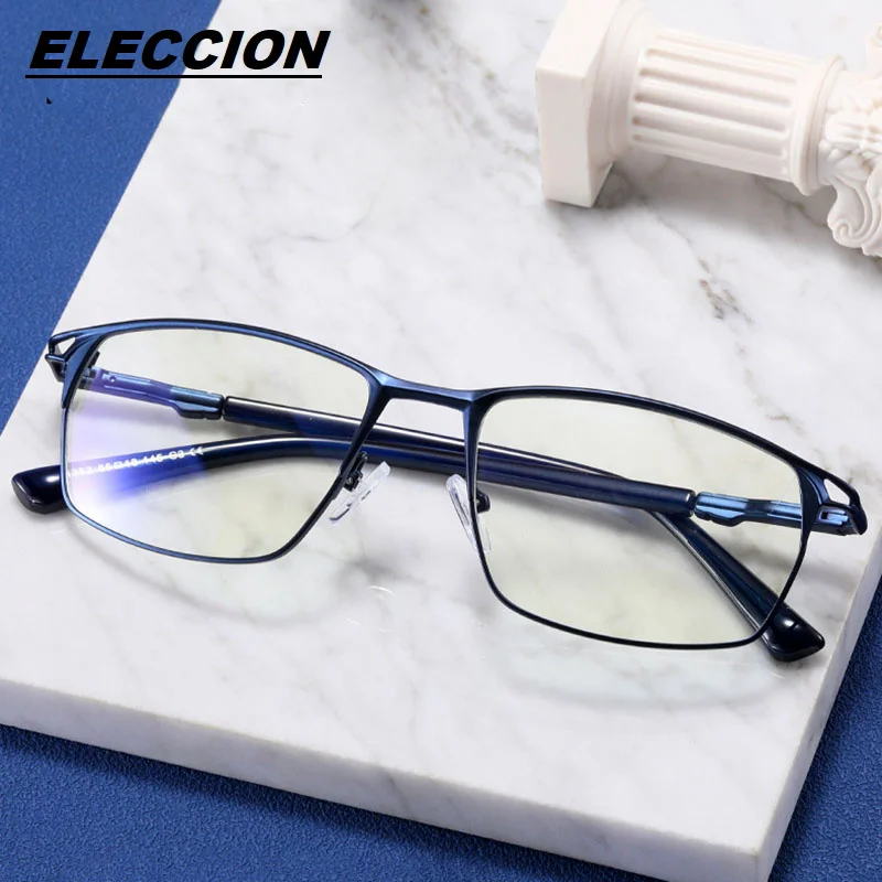 ELECCION DESIGN Classic Glasses Frame Men Titanium Alloy Optical Square Glasses Frames Spring Legs Prescription Eyeglasses