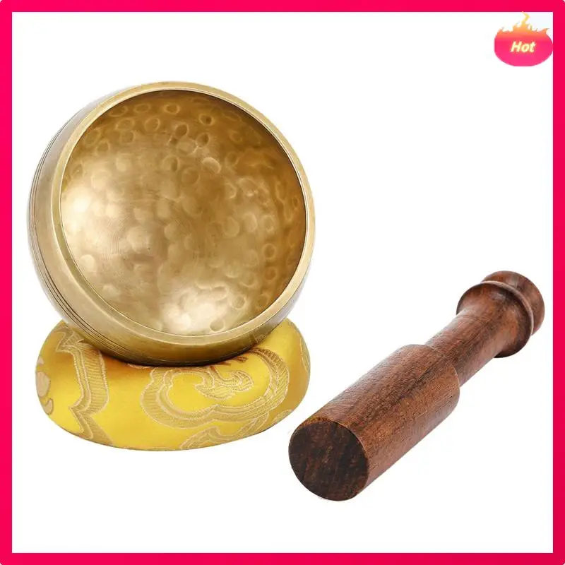 متعددة 2 مجموعة 3.2 بوصة وعاء الموسيقى التبتية زن التأمل اليوغا التأمل السلطانية عصا خشبية وسادة