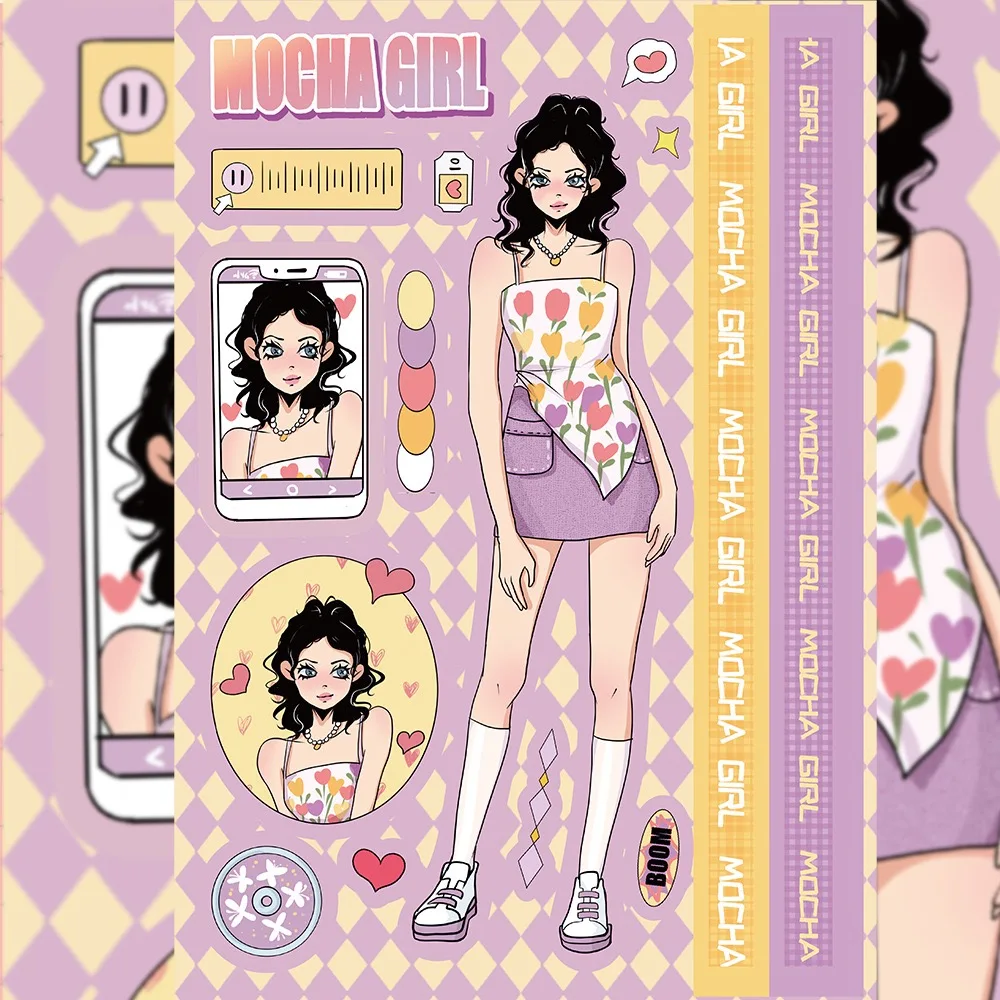 8PCS Creative Lolita Gooka Character Collage Stickers DIY Luggage Speaker Skateboard Water Cup Waterproof Stickers
