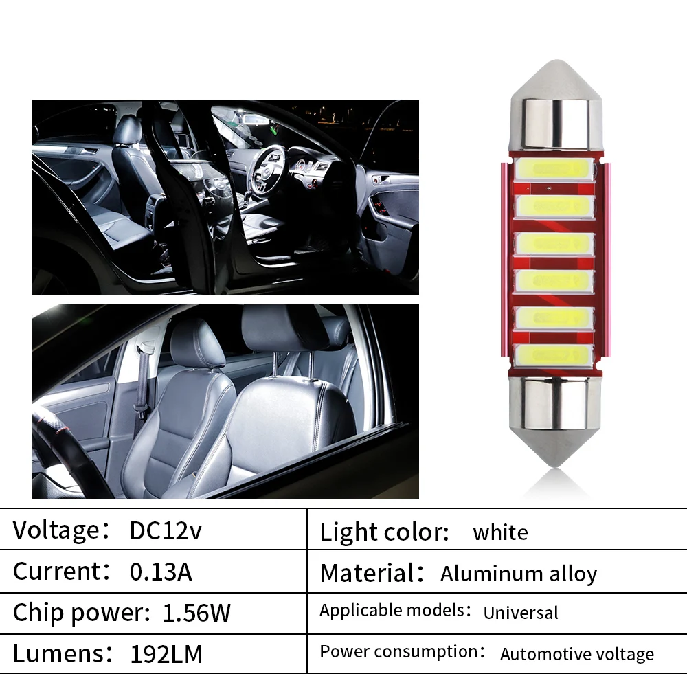 2X girlandy Led C5W 31 36 39 41mm światła samochodowe Canbus 7020SMD światło kopuły 12V 4000K 6000K ciepłe biały kryształ niebieski lampka tablicy rejestracyjnej