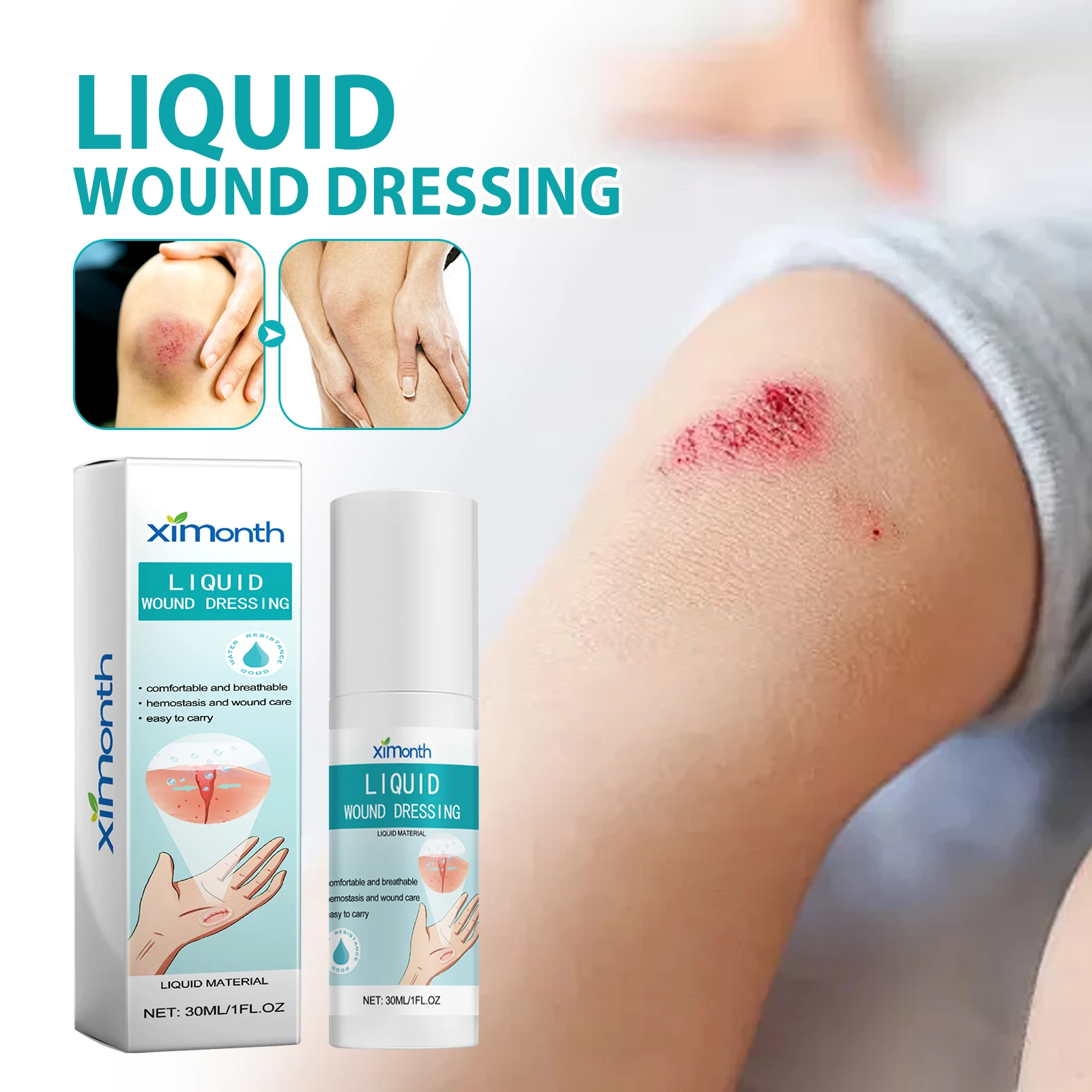 Ximonth Liquid Bandage Spray – Surface Protection, Fast Film Formation, Waterproof, Breathable, Accelerates Healing, Skin Repair