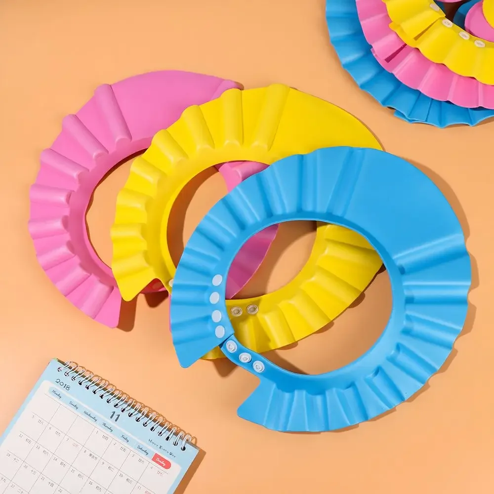 Visera de baño ajustable impermeable portátil para niños y niñas, gorro de champú, gorros de ducha para bebé, protector para el cabello para lavar