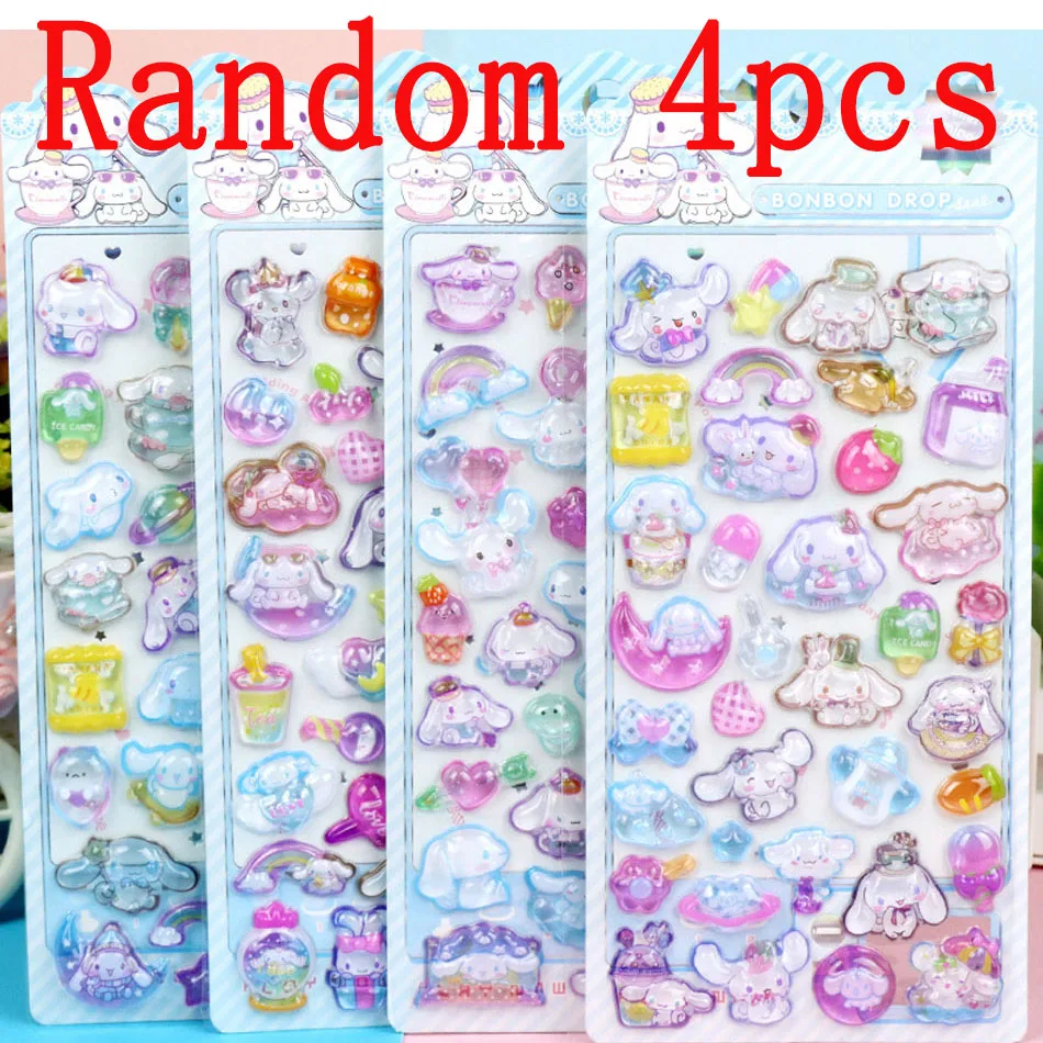 Autocollants 3d amusants de dessin animé mignon, 4 pièces, autocollants Chiikawa, décoration de bouteilles d'eau, carnets de notes, décoration de la maison, cadeaux de vacances pour enfants