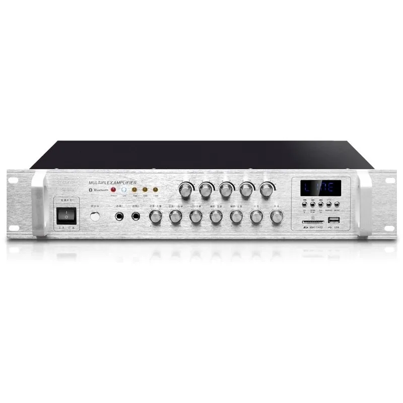 Professional PA Amplifier with Bluetooth, Public Address Power Amp for School Broadcast System, 5 Zone Audio Amplifier
