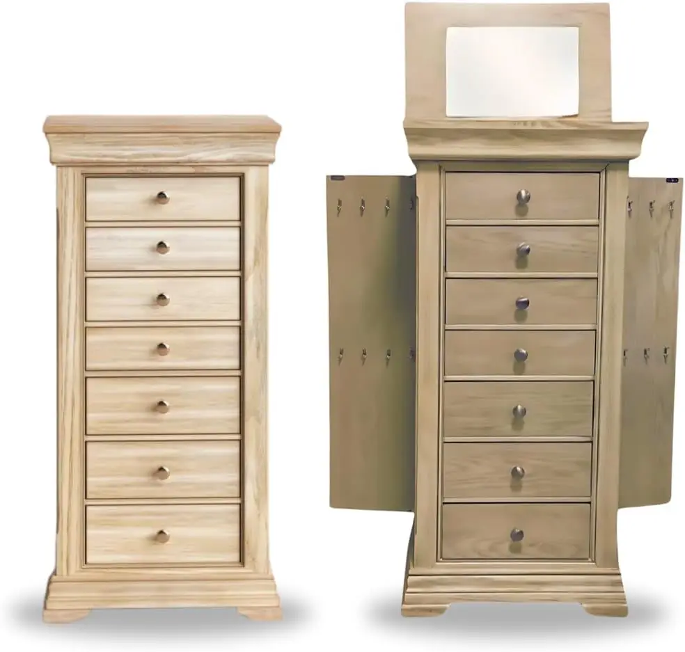 

Hives and Honey - Haley Jewelry Storage Organization Armoire, Taupe