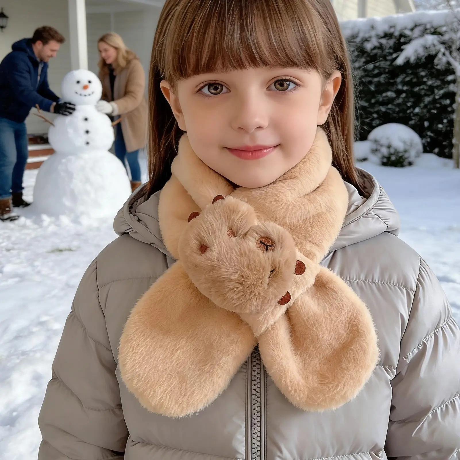 Capybara Fuzzy Scarf Animal Print Winter Warm Neck Warmer for Kids Boys Girls Themed Parties Costumes Zoo Park Christmas Gift