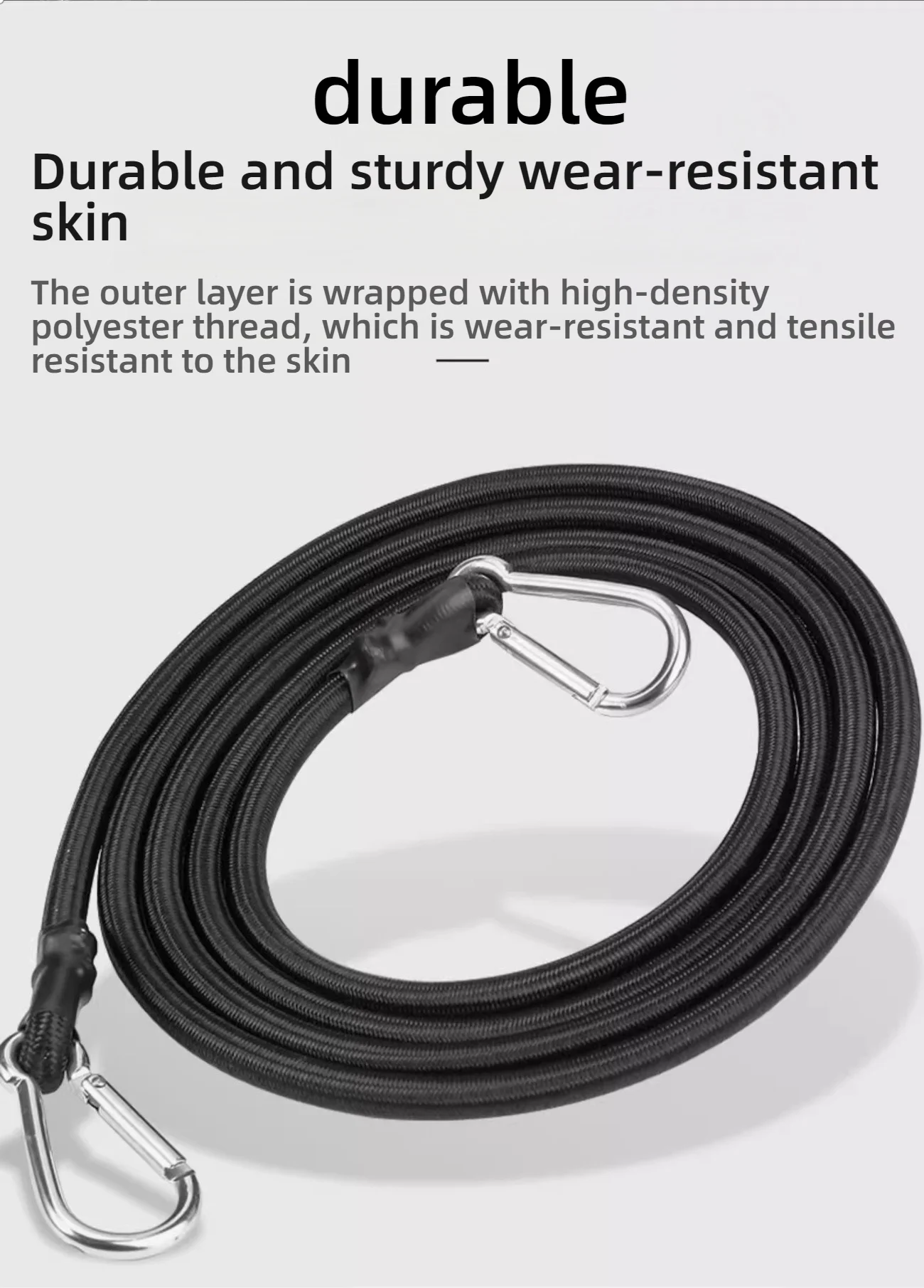 1pc 1m/2m/3m/4m Stretch Elastische Seile 8MM Bungee Cords mit Haken Leichte Fahrräder Krawatte Auto Gepäck Verpackung Dach Rack Strap – Detail 3