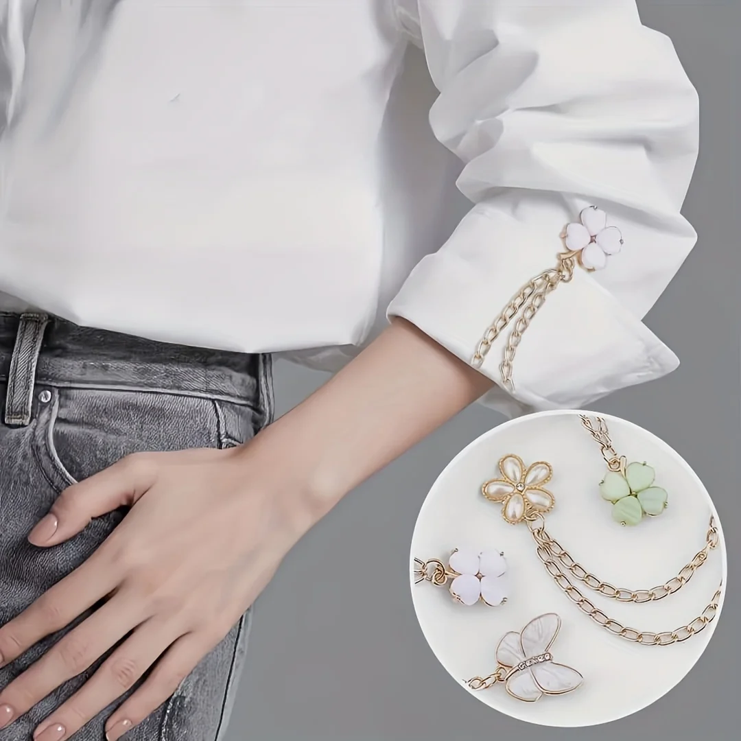 4pcs Texture Adjustment Buckle, Versatile Clothing Hem with Short Chain Buckle, Pants Anti Drag Floor Adjustment Clip