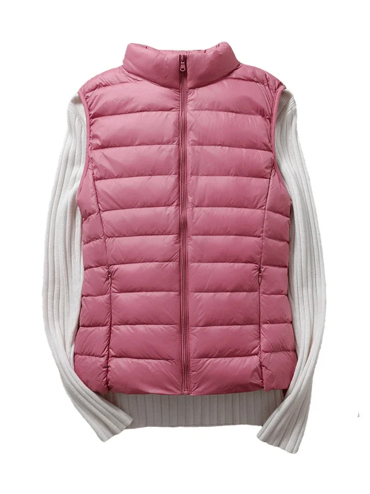 Women Puffer Vest Coat 2024 New Autumn Winter Sleeveless Duck Down Waistcoats Ultra Light Portable Windproof Fluffy Jackets Vest