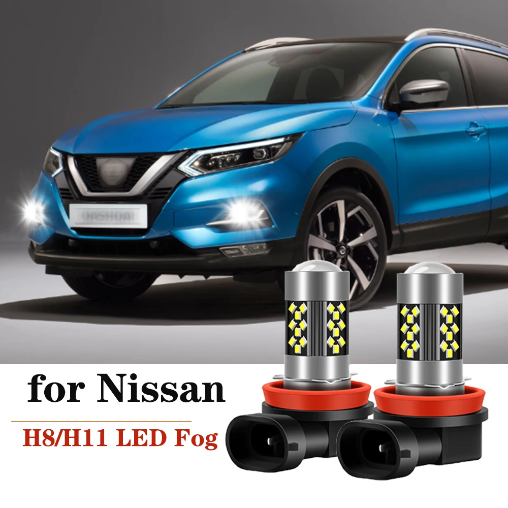 

2pcs 2400LM For Nissan Qashqai j10j11 For Nissan X-Trail T30T31T32 2005-2018 LED H8 H11 Fog Light Bulb Car DRL Lamp 6000K 12V