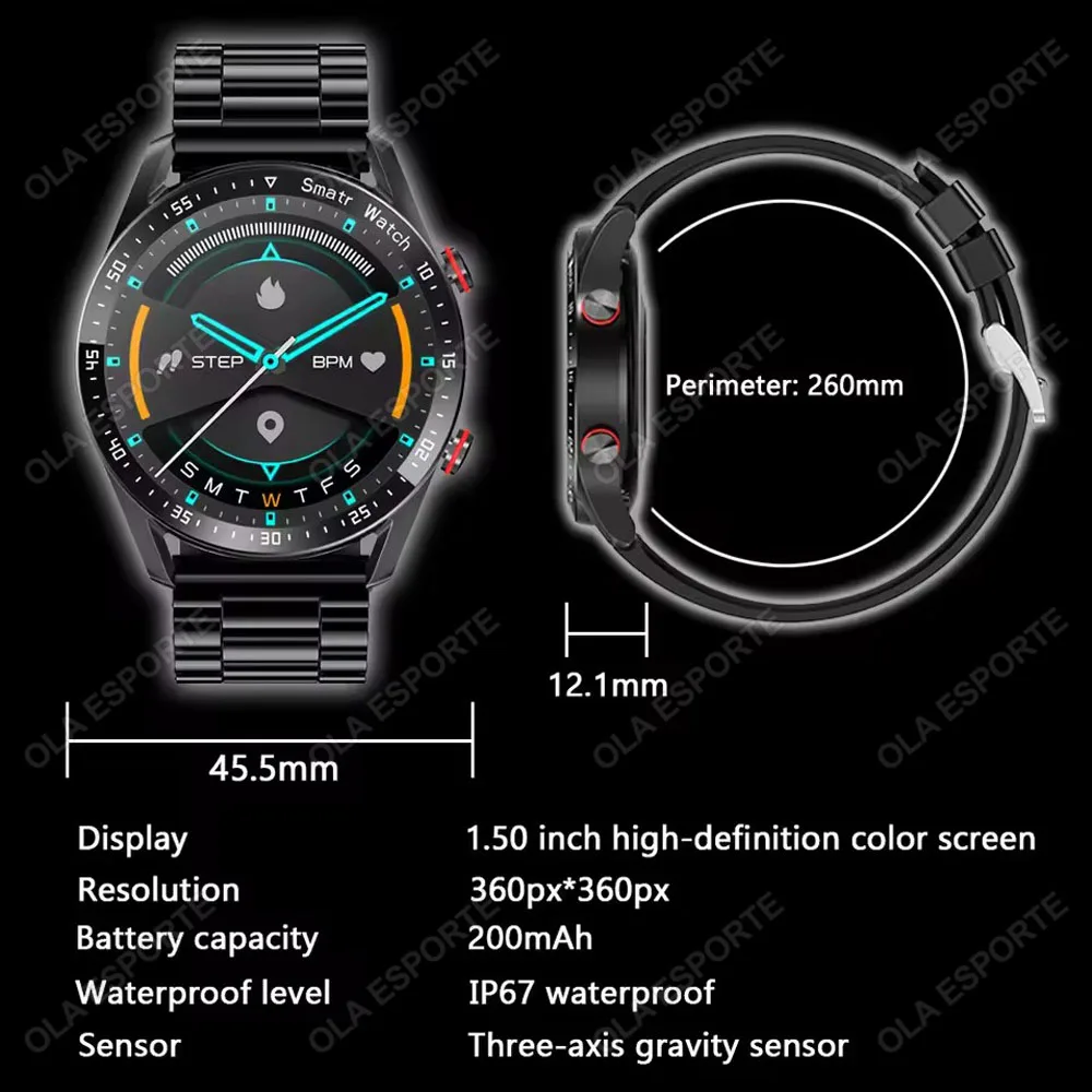 2025 ساعة ذكية جديدة للرجال 1.5 بوصة شاشة لمس كاملة بلوتوث دعوة رجل الأعمال الساعات اللياقة البدنية الرياضية Smartwatch لنظام أندرويد IOS #6