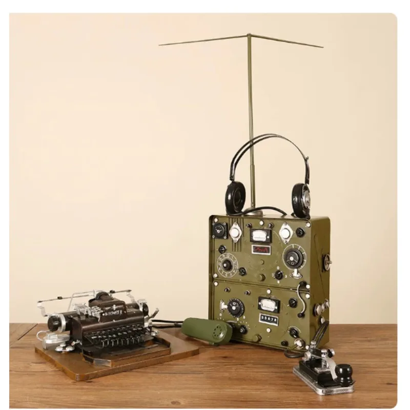 Retro Antique Wireless Radio Telegraph Transmitter Model Prop for Window Display Home Ornament