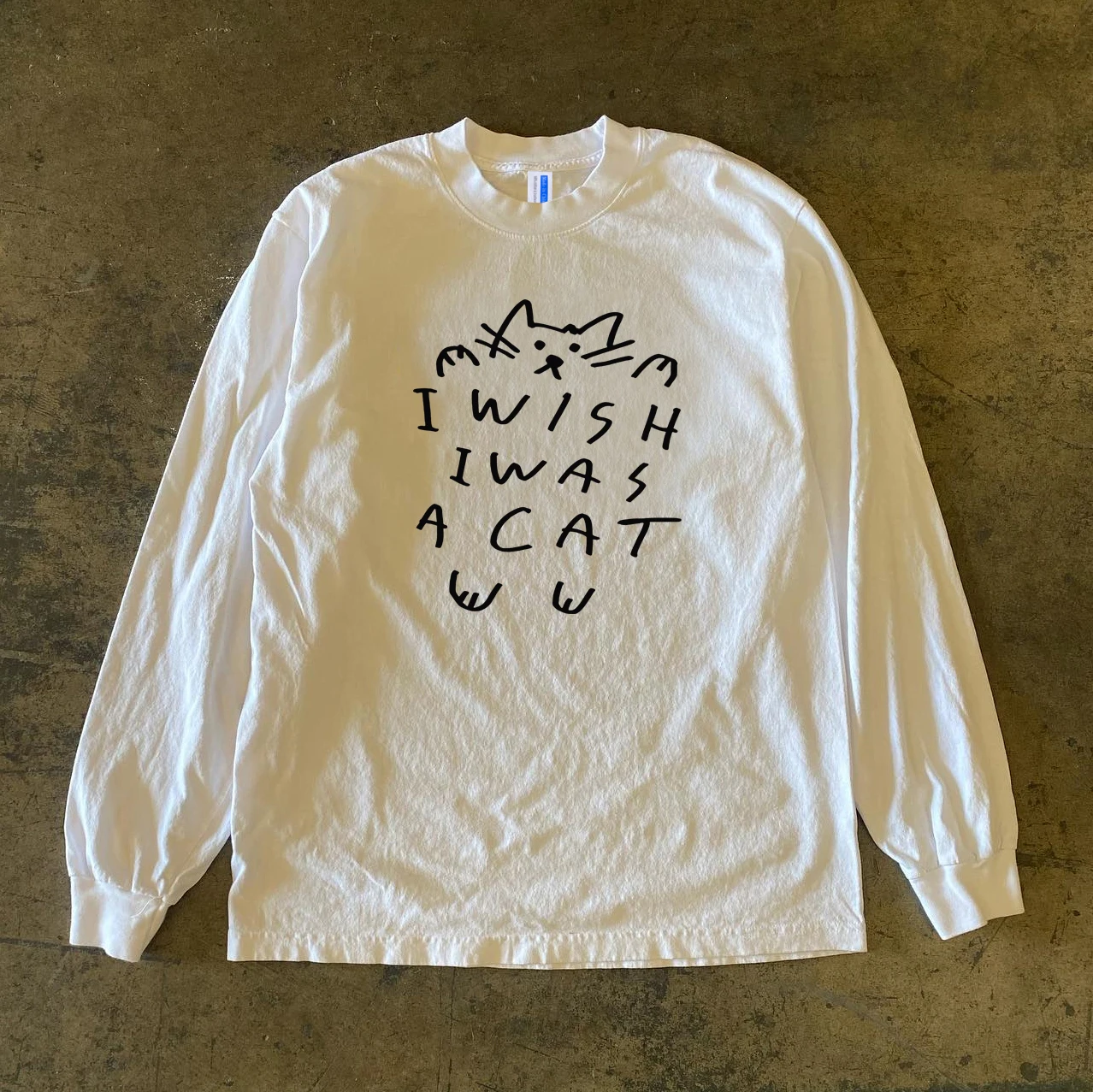 Creative  Letter Print Long Sleeve Loose Cotton T-Shirt Couple Matching Heavyweight Pure Cotton Top by Xiao Chen Story Multi