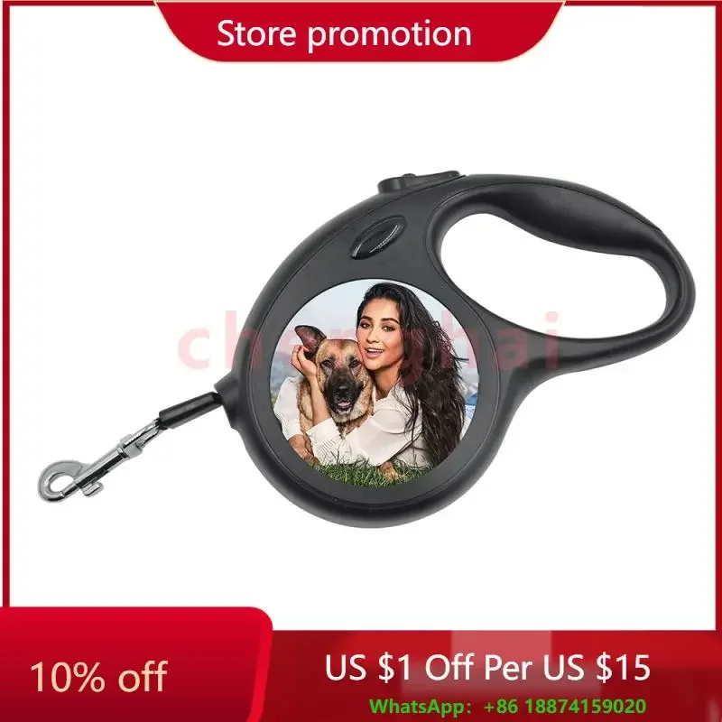 Wholesale High Quality Sublimation Blank Black Leashes Sublimation Pet Leash Retractable For Sale