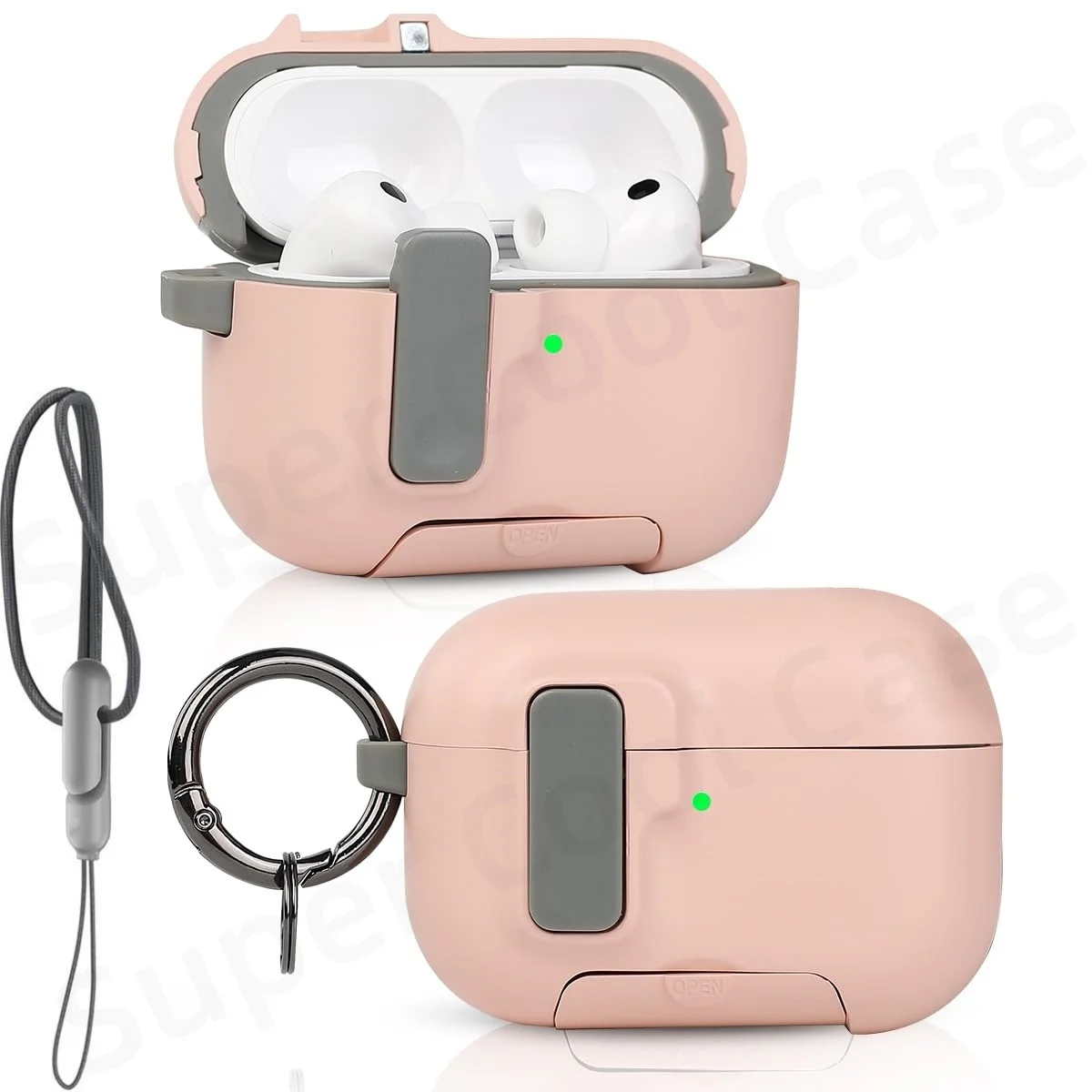 2025 für AirPods Pro 3 Hülle mit Secure Lock & Lanyard für AirPods Pro3 Hülle Schutzhülle mit Telefonständer für AirPods Pro 3 – Detail 12