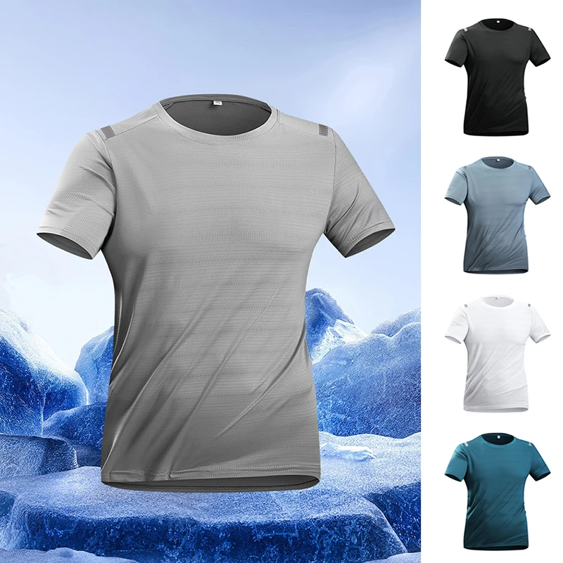 Quick-Drying Ice Silk T-Shirt Short-Sleeved Summer Round Neck Men's Comfortable Breathable Sweatshirt