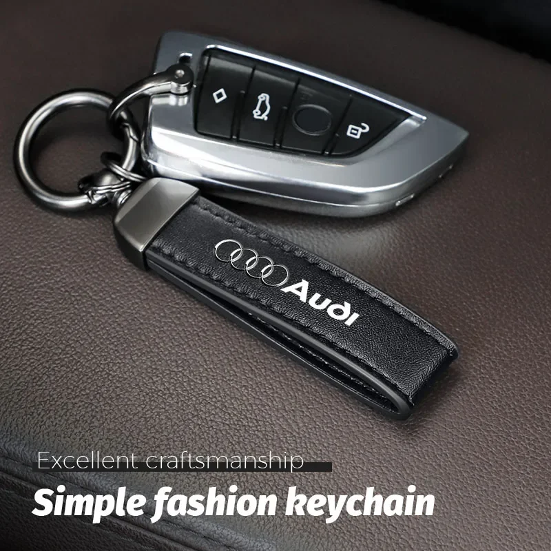 Car Keychain Man Leather Keyring Remote Key Accessories For Audi Sline A3 A4 A6 A5 Q5 A1 Q7 Q3 Q2 Q8 A7 A8 TT S1 SQ5 RSQ3 RSQ8