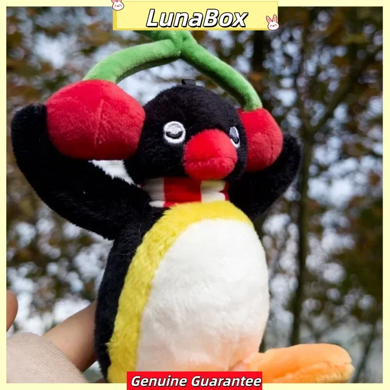 New Pingu Penguin Creative Fruit Series Plush Keychain Listening Cherry Doll Lovely Soft Hanging Ornament Gift For Kids Girls
