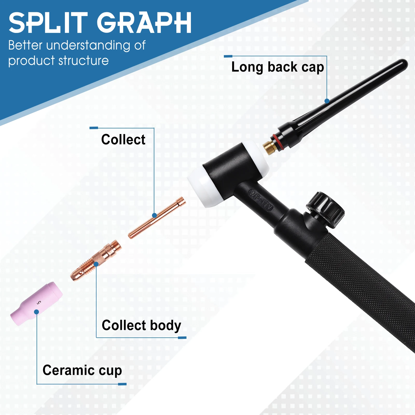 TIG Welding Torch TIG17V Air-Cooled 150A With 4m Cable Quick Connector DKJ 10-25mm² WP17V Lift TIG Torch Welder Gun