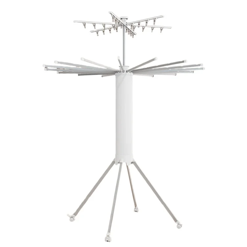 

Wholesale High Quality Clothes Rack Portable Foldable Aluminum Alloy Double Layer Rotatable Octopus Arms Clothes Drying Racks