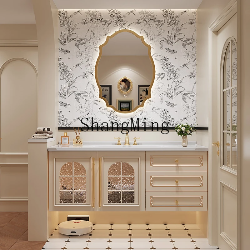 

CL combination ceramic integrated basin rock slab washbasin toilet sink cream wind washbasin cabinet