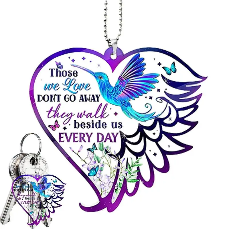 Car Pendant For Rear View Mirror Backpack Acrylic Hangable Violet Charm Automotive Pendant Love Angel Wing Bird Shape For