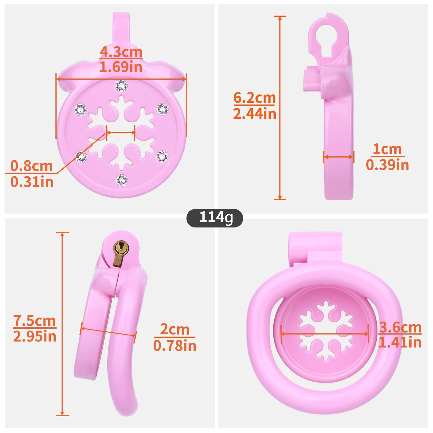 FRRK Snowflake Flat Chastity Cage Device 4 Penis Lock Rings Light Weight Wearable Cock Bondage BDSM Elastic Belt Men's Sex Toys