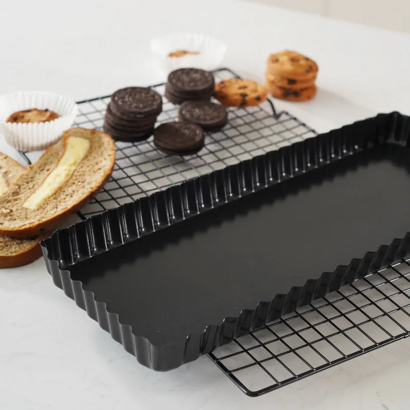 Non-Stick Rectangle Tart Quiche Pie Pan with Removable Loose Bottom