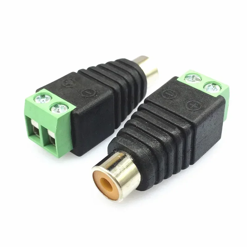 10Pcs RCA Male Plug RCA Female Socket 2 Pin Screw Terminal Adapter Audio Speaker AV Jack CCTV Camera Cable Connector